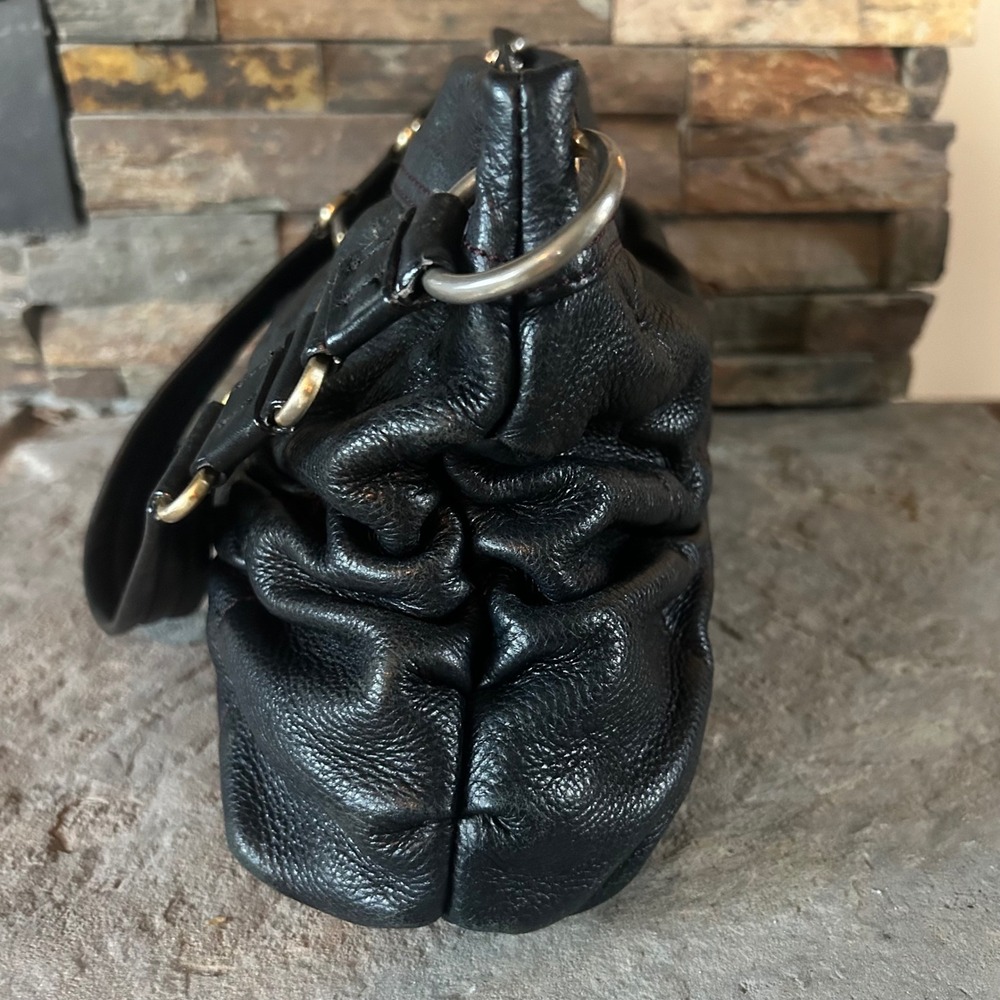 Cole Haan Black Leather Boho Shoulder Bag Purse - Picture 3 of 6